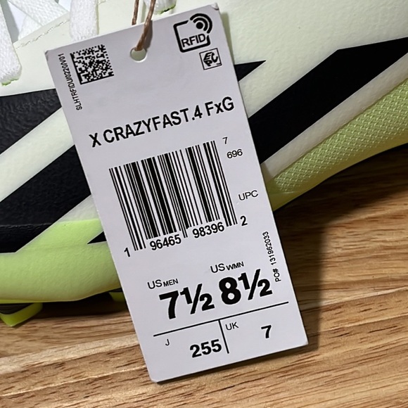 NEW Adidas 7 1/2‎ M/ 8 1/2 W Cleats X Crazyfast Neon White main image 6